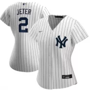 Women New York Yankees Derek Jeter #2 Home White Replica Jersey - thejerseys