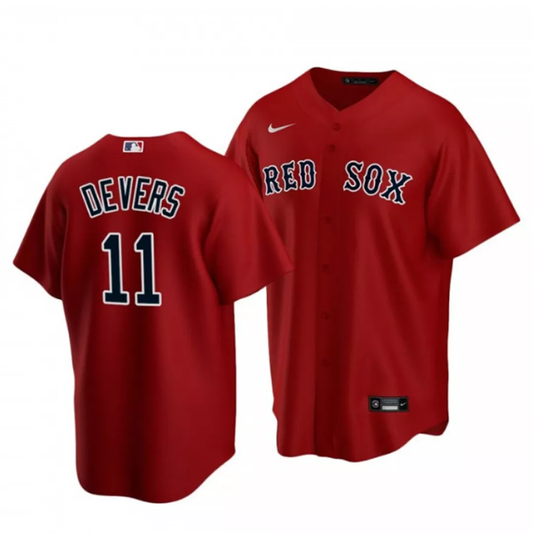 Men Boston Red Sox Rafael Devers #11 Home Red Replica Jersey