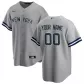 Men New York Yankees Grey Custom Replica Jersey - thejerseys