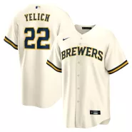 Men Milwaukee Brewers Christian Yelich #22 Home Cream Replica Jersey - thejerseys