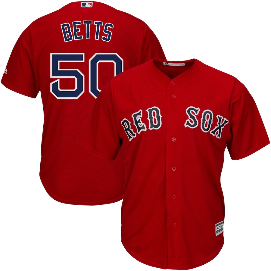 Youth Majestic Boston Red Sox #50 Mookie Betts Replica White Home