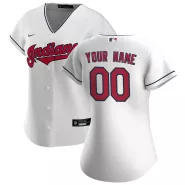 Women Cleveland Indians Home White Custom Replica Jersey - thejerseys