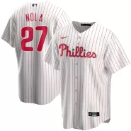 Men Philadelphia Phillies Aaron Nola #27 Home White&Red Replica Jersey - thejerseys