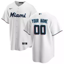 Men's Miami Marlins Nike White Home 2020 Replica Custom Jersey - thejerseys