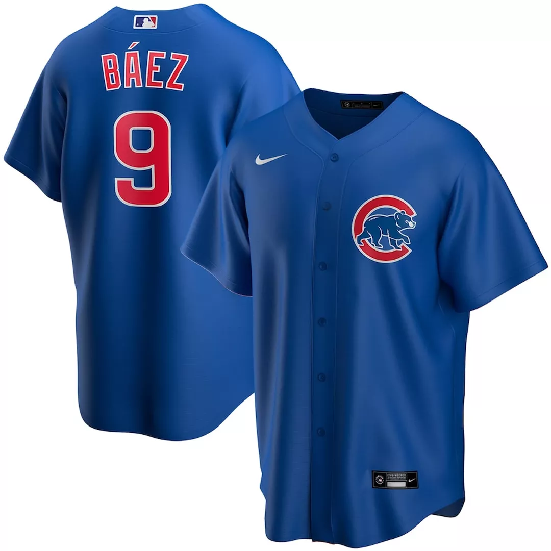 Men Chicago Cubs Javier Baez #9 Royal Alternate Replica Jersey
