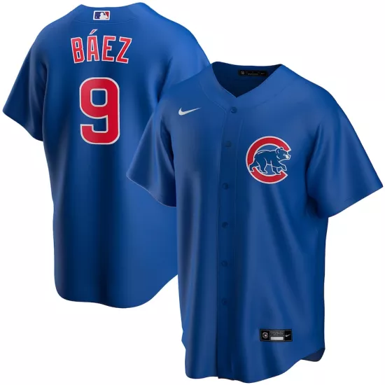 Men Chicago Cubs Javier Baez #9 Royal Alternate Replica Jersey - thejerseys
