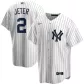 Men's New York Yankees Derek Jeter #2 Nike White Home 2020 Replica Jersey - thejerseys