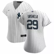 Women's New York Yankees Gio Urshela #29 Nike White Navy 2020 Home Replica Jersey - thejerseys