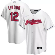 Men's Cleveland Indians Francisco Lindor #12 Nike White Home 2020 Replica Jersey - thejerseys