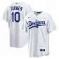 Men Los Angeles Dodgers Justin Turner #10 White Replica Jersey - thejerseys