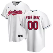 Men Cleveland Indians Home White Custom Replica Jersey - thejerseys