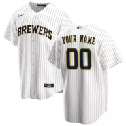 Men's Milwaukee Brewers Nike White Alternate 2020 Replica Custom Jersey - thejerseys