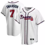 Men's Atlanta Braves  Dansby Swanson #7 White Home 2020 Replica Player Jersey - thejerseys
