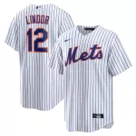 Men's New York Mets Francisco Lindor #12 Nike White&Royal Home 2020 Replica Jersey - thejerseys