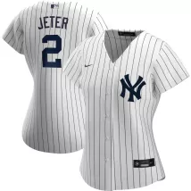 Women's New York Yankees Derek Jeter #2 Nike White/Navy Home Replica Player Jersey - thejerseys