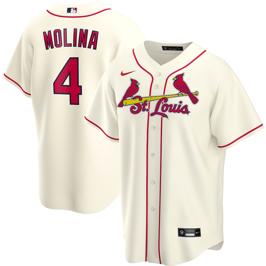Men's St. Louis Cardinals #4 Yadier Molina Replica Red New Cool