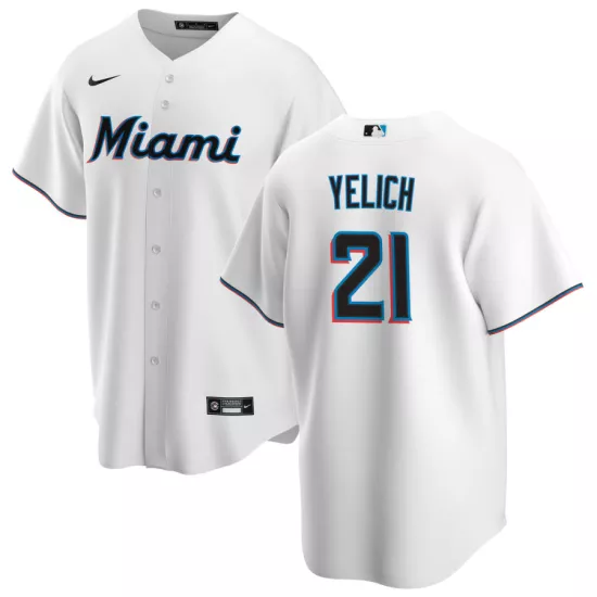 Men Miami Marlins Christian Yelich #21 Home White Replica Jersey - thejerseys