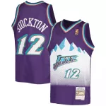 Men's Utah Jazz John Stockton #12 Mitchell & Ness Purple 91-92 Hardwood Classics Throwback Jersey - thejerseys