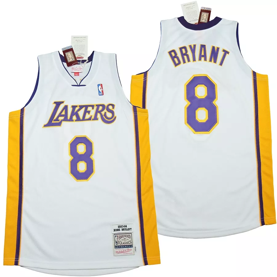 Men's Los Angeles Lakers Kobe Bryant #8 White Hardwood Classics Jersey 03-04 - thejerseys