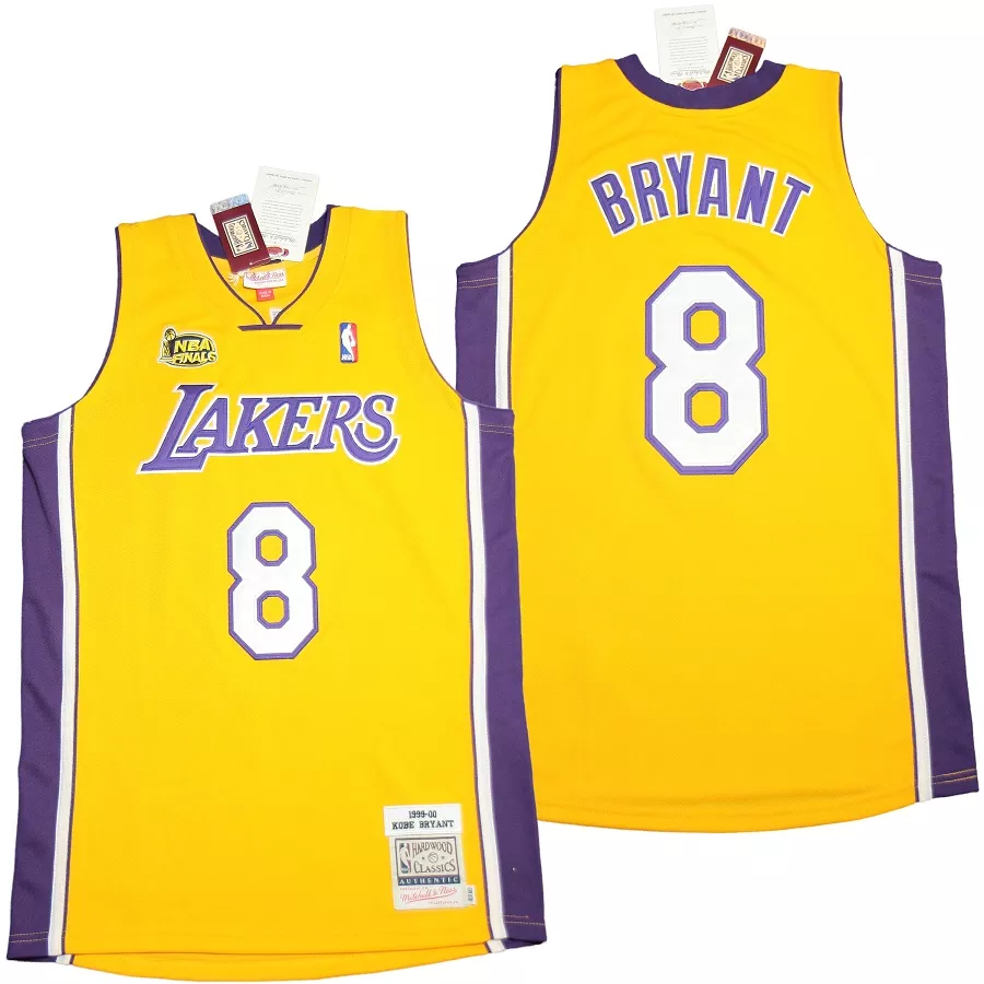 Men's Los Angeles Lakers Kobe Bryant #8 Yellow Hardwood Classics Jersey 99-00 - thejerseys
