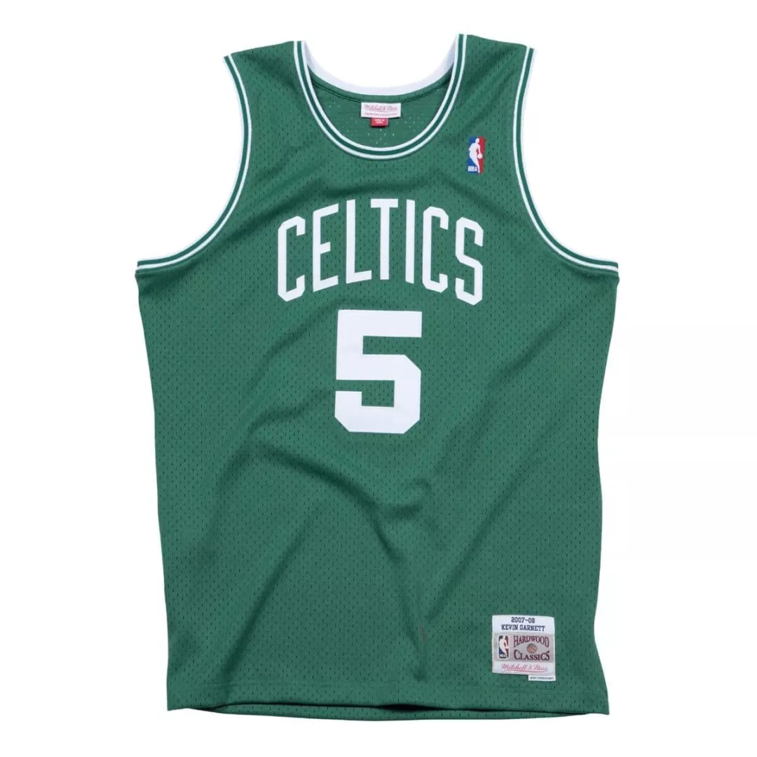 Men's Boston Celtics Kevin Garnet #5 Green Hardwood Classics Jersey 07-08