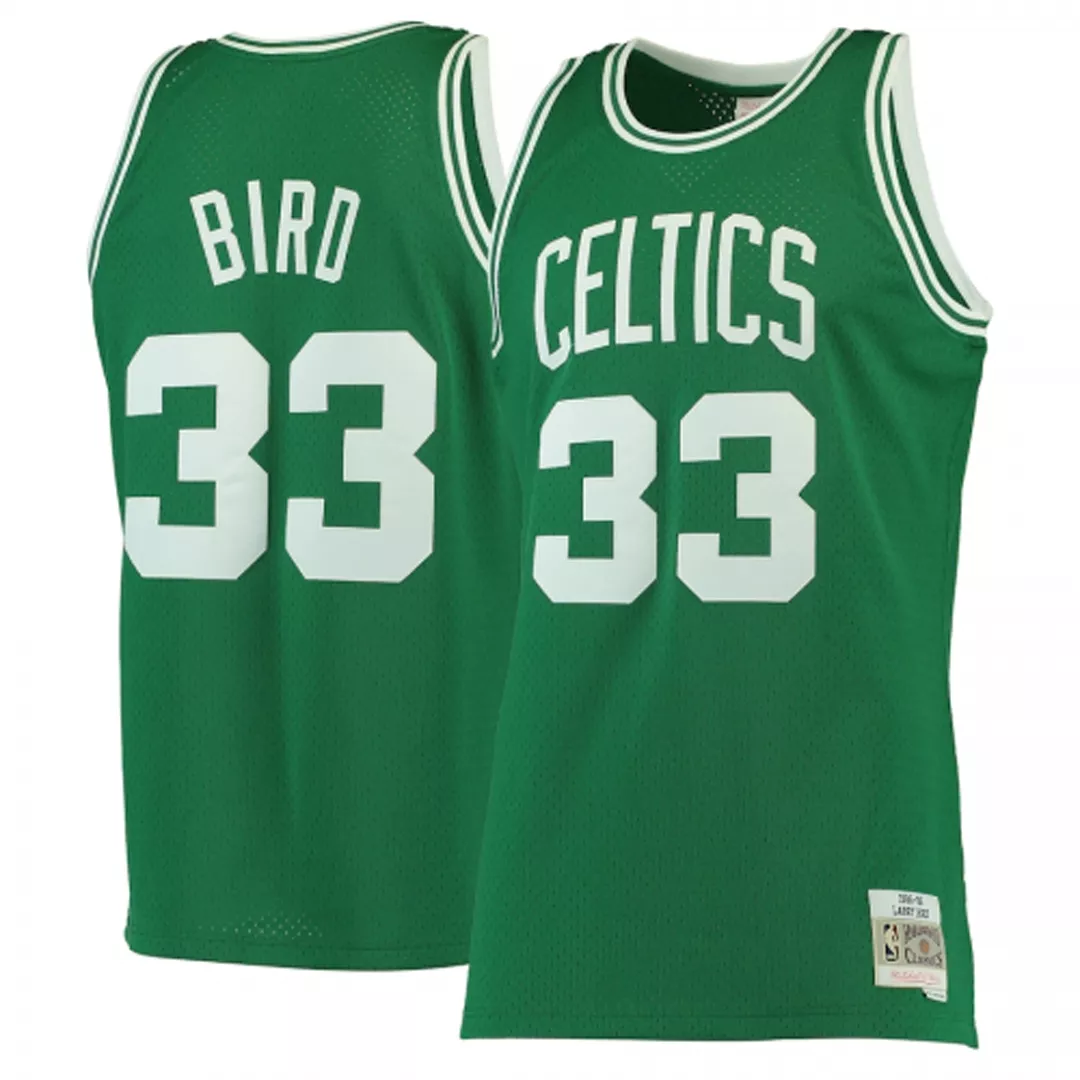 Men's Boston Celtics Larry Bird #33 Green Hardwood Classics Jersey 85-86