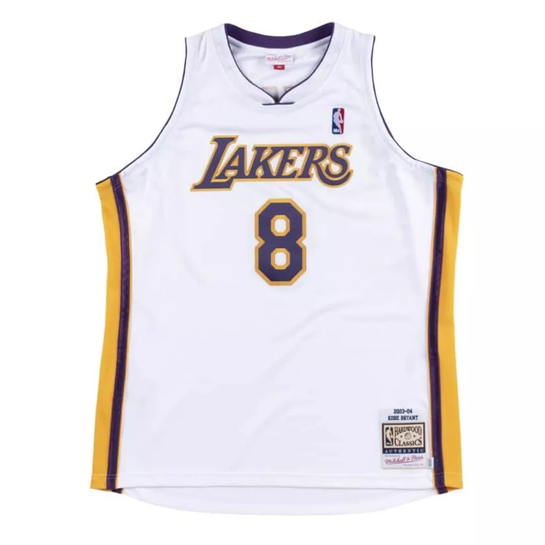 Men's Los Angeles Lakers Kobe Bryant #8 White Hardwood Classics Jersey 03-04