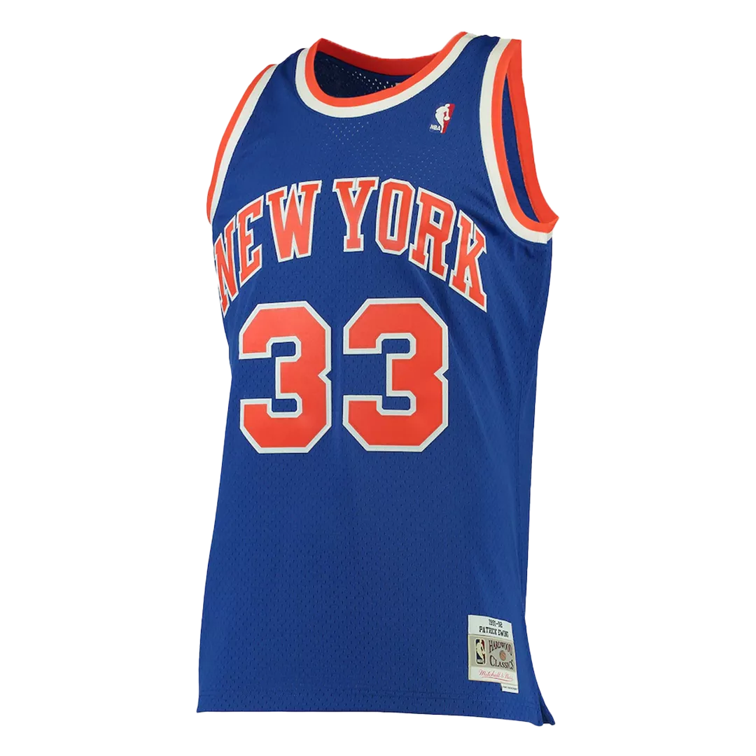 Men's New York Knicks Patrick Ewing #33 Blue Hardwood Classics Jersey