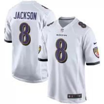Men Baltimore Ravens Lamar Jackson #8 Nike White Game Jersey - thejerseys
