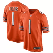 Men Chicago Bears Justin Fields #1 Nike Orange Game Jersey - thejerseys
