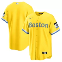 Men Boston Red Sox Gold/Light Blue Replica Jersey - thejerseys