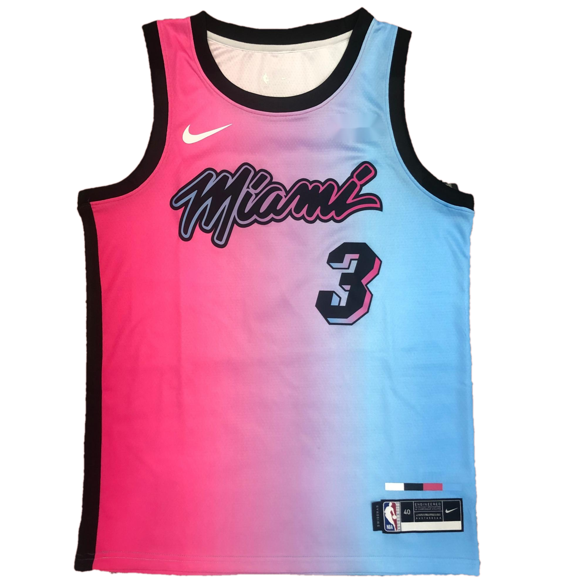 Men's Miami Heat Dwyane Wade #3 Blue&Pink 20/21 Swingman Jersey - City ...