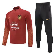 Atletico Madrid 1/4 Zip Red Tracksuit Kit(Top+Pants) 2022/23 for Adults - thejerseys