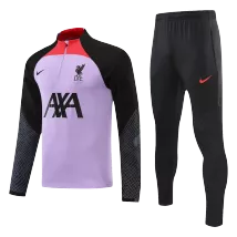 Liverpool 1/4 Zip Purple&Black Tracksuit Kit(Top+Pants) 2022/23 for Adults - thejerseys