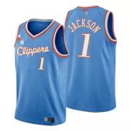 Men's Los Angeles Clippers Reggie Jackson #1 Blue 2021 Swingman Jersey - City Edition - thejerseys