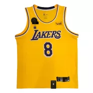 Men's Los Angeles Lakers Kobe Bryant #8 with KB Badge Yellow Swingman Jersey - thejerseys