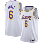 Men's Los Angeles Lakers LeBron James #6 White 2020/21 Swingman Jersey - Association Edition