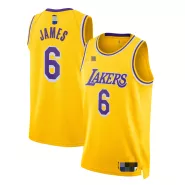 Men's Los Angeles Lakers LeBron James #6 Gold 2021/22 Diamond Swingman Jersey - Icon Edition - thejerseys
