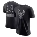 Men's Milwaukee Bucks Giannis Antetokounmpo #34 Black Swingman NBA T-Shirt - thejerseys
