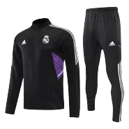 Real Madrid 1/4 Zip Black Tracksuit Kit(Top+Pants) 2022/23 for Adults - thejerseys