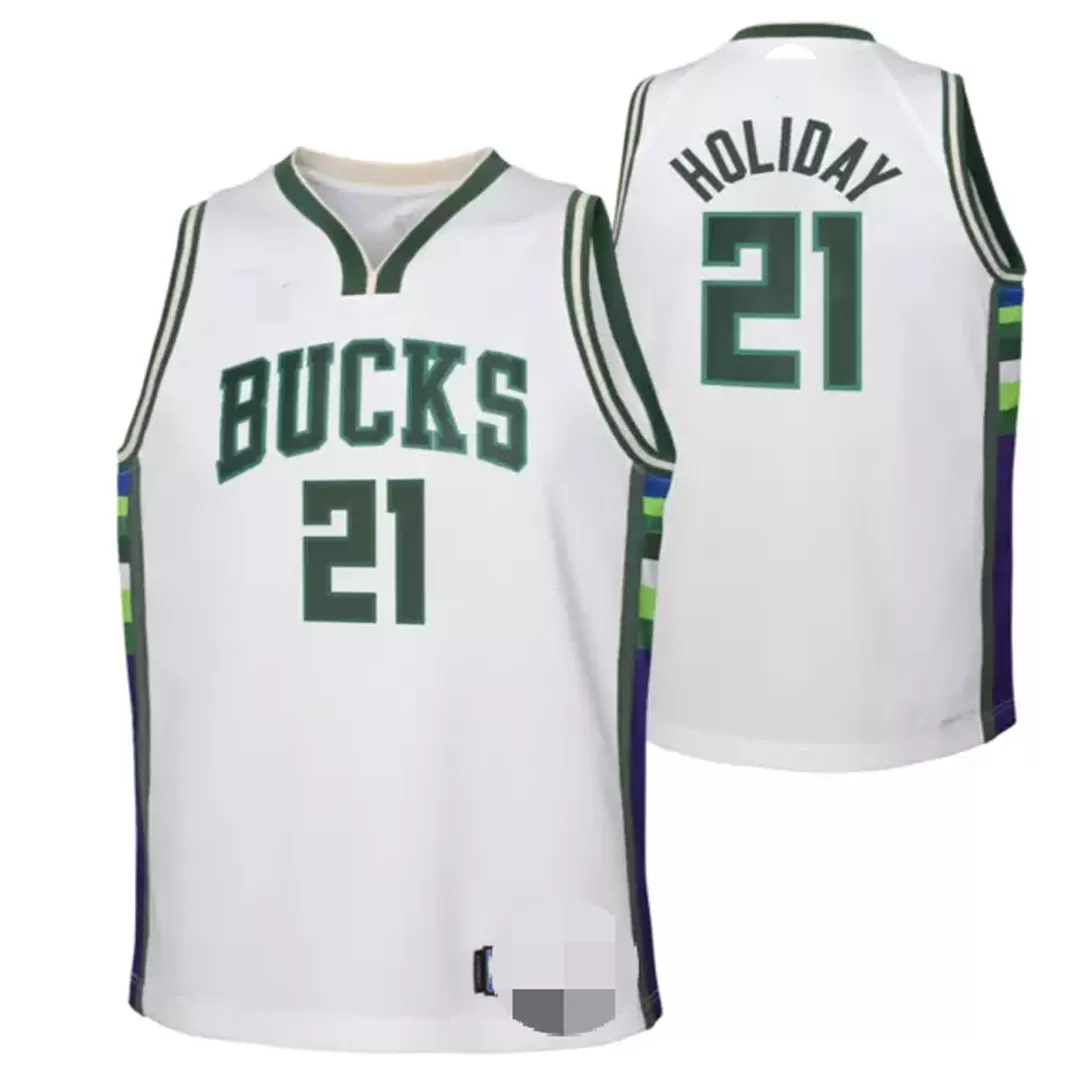 Men's Milwaukee Bucks Jrue Holiday #21 White 2021/22 Swingman Jersey ...