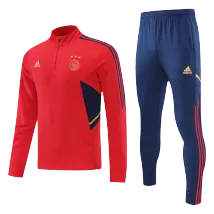 Ajax 1/4 Zip Red Tracksuit Kit(Top+Pants) 2022/23 for Adults - thejerseys