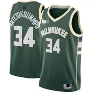 Men's Milwaukee Bucks Giannis Antetokounmpo #34 Green Swingman Jersey - Icon Edition - thejerseys