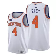 Men's New York Knicks Derrick Rose #4 White 2020/21 Swingman Jersey - Association Edition - thejerseys