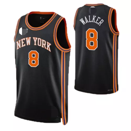 Men's New York Knicks Kemba Walker #8 Black Swingman Jersey 2021/22 - City Edition - thejerseys