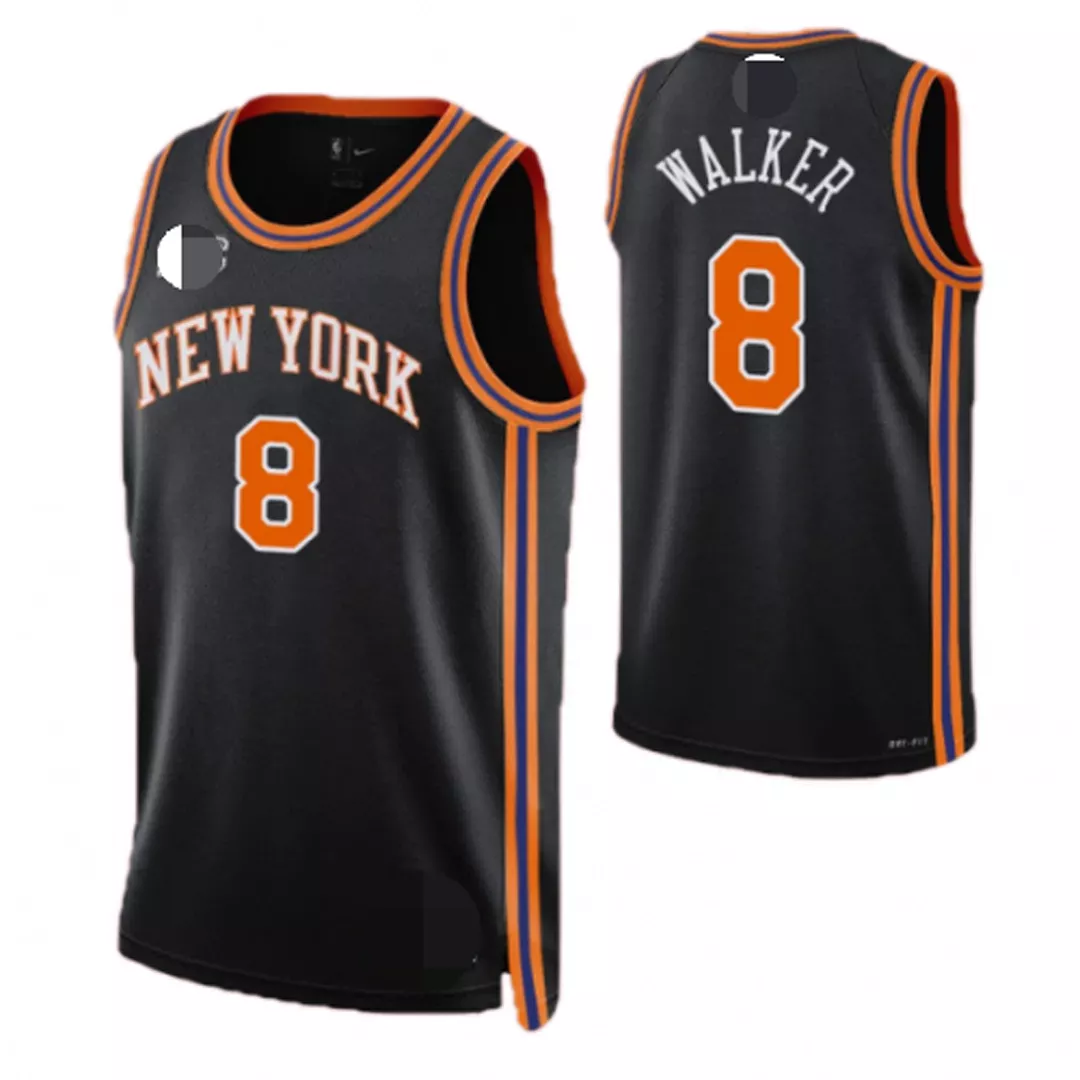 Men's New York Knicks Kemba Walker #8 Black Swingman Jersey 2021/22 - City Edition