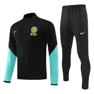 Inter Milan 1/4 Zip Black Tracksuit Kit(Top+Pants) 2022/23 for Adults - thejerseys