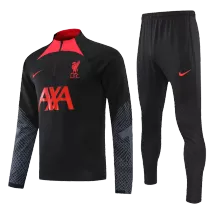 Liverpool 1/4 Zip Black Tracksuit Kit(Top+Pants) 2022/23 for Adults - thejerseys