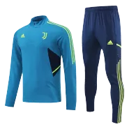 Juventus 1/4 Zip Blue Tracksuit Kit(Top+Pants) 2022/23 for Adults - thejerseys