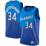 Men's Milwaukee Bucks Giannis Antetokounmpo #34 Blue 2020/21 Swingman Jersey - City Edition - thejerseys